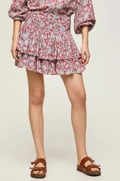 Pepe Jeans Falda Mini Estampada Con Volantes Multicolor Online