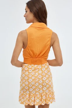 Inside Falda Mini Fruncido Volante Amarillo Clearance