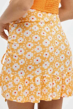 Inside Falda Mini Fruncido Volante Amarillo Clearance