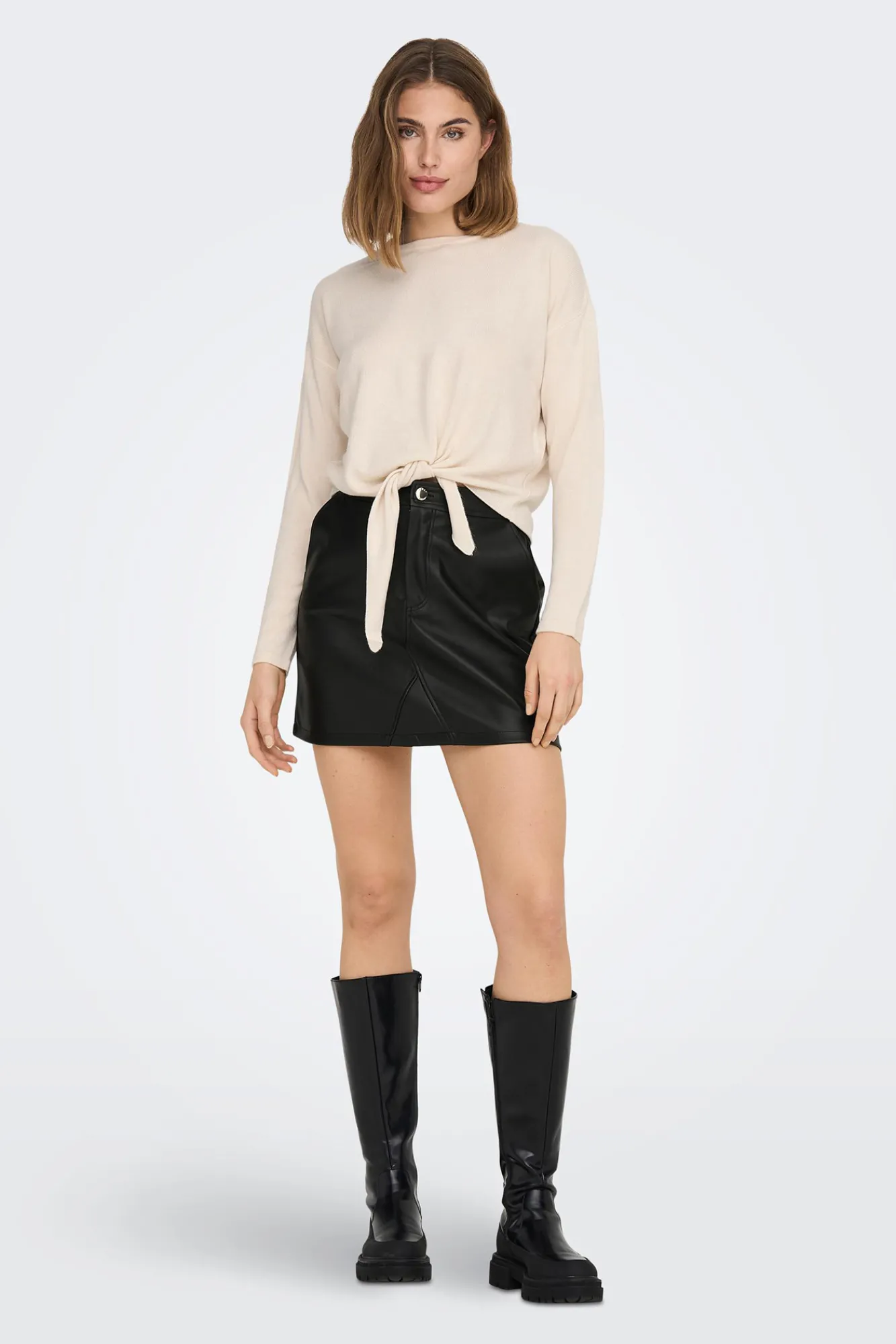 Only Falda Mini Polipiel Negro