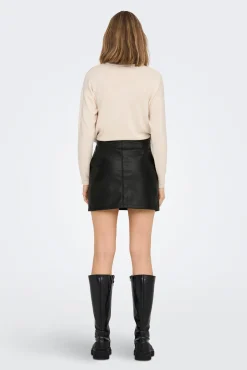 Only Falda Mini Polipiel Negro