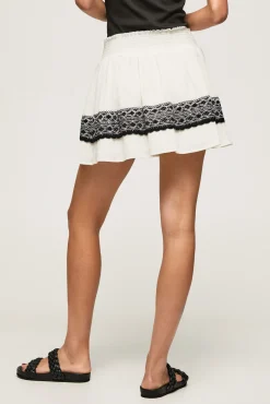 Pepe Jeans Falda Mini Vuelo Marfil Sale