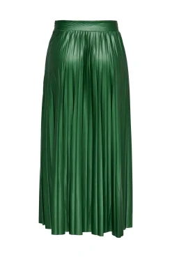 Only Falda Plisada Midi Polipiel Verde Outlet