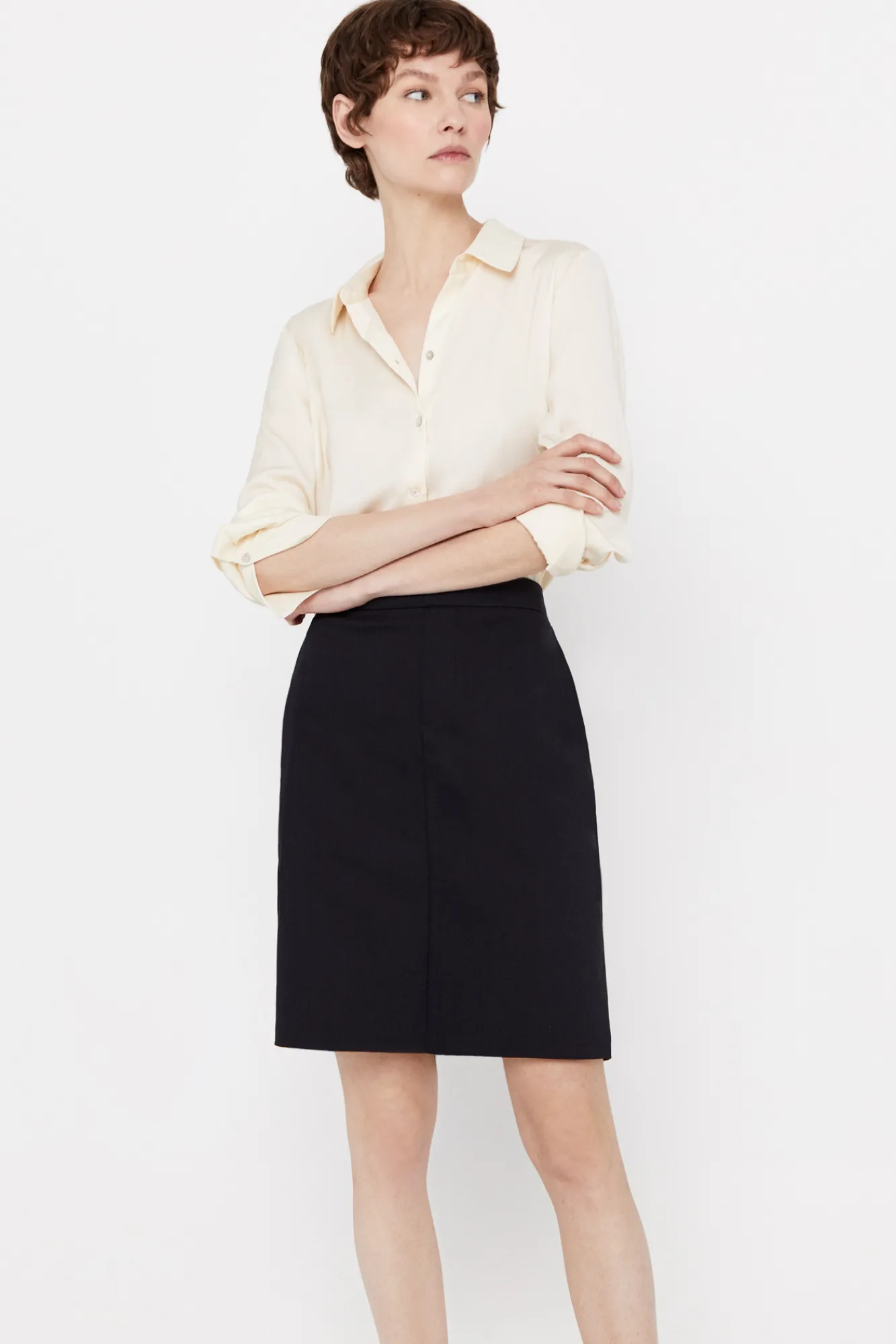 Cortefiel Falda Recta Negro Sale