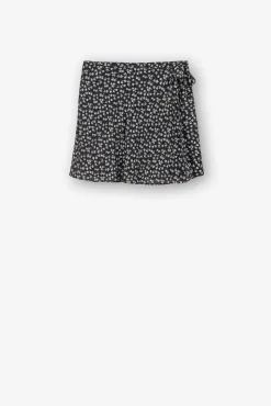 Tiffosi Falda Shorts Fluida Estampado Floral Negro