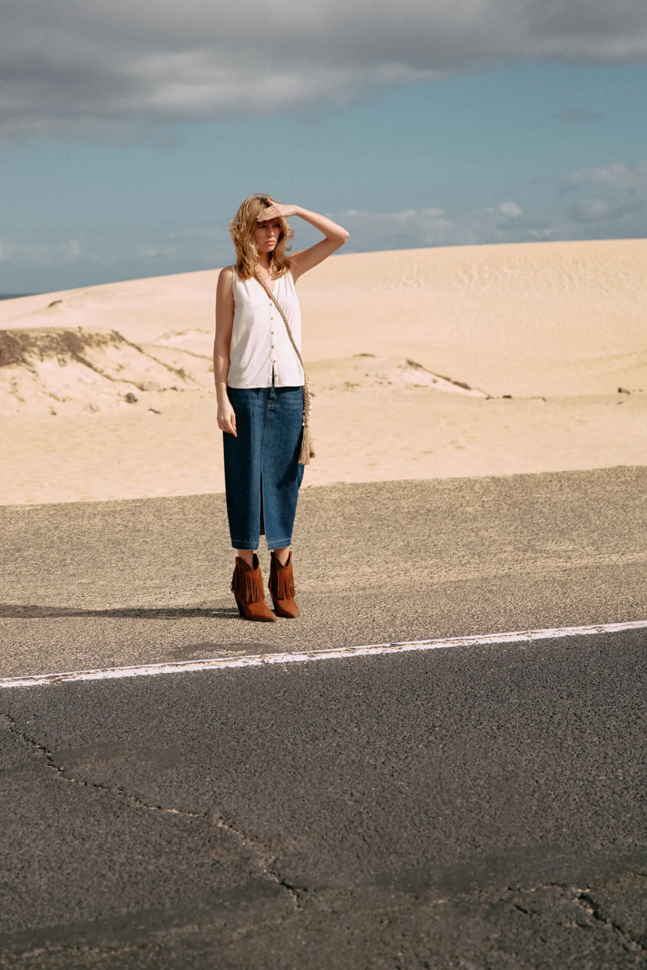 Slowlove Falda Vaquera Larga Azul Sale