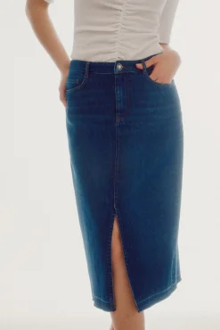 Slowlove Falda Vaquera Larga Azul Sale