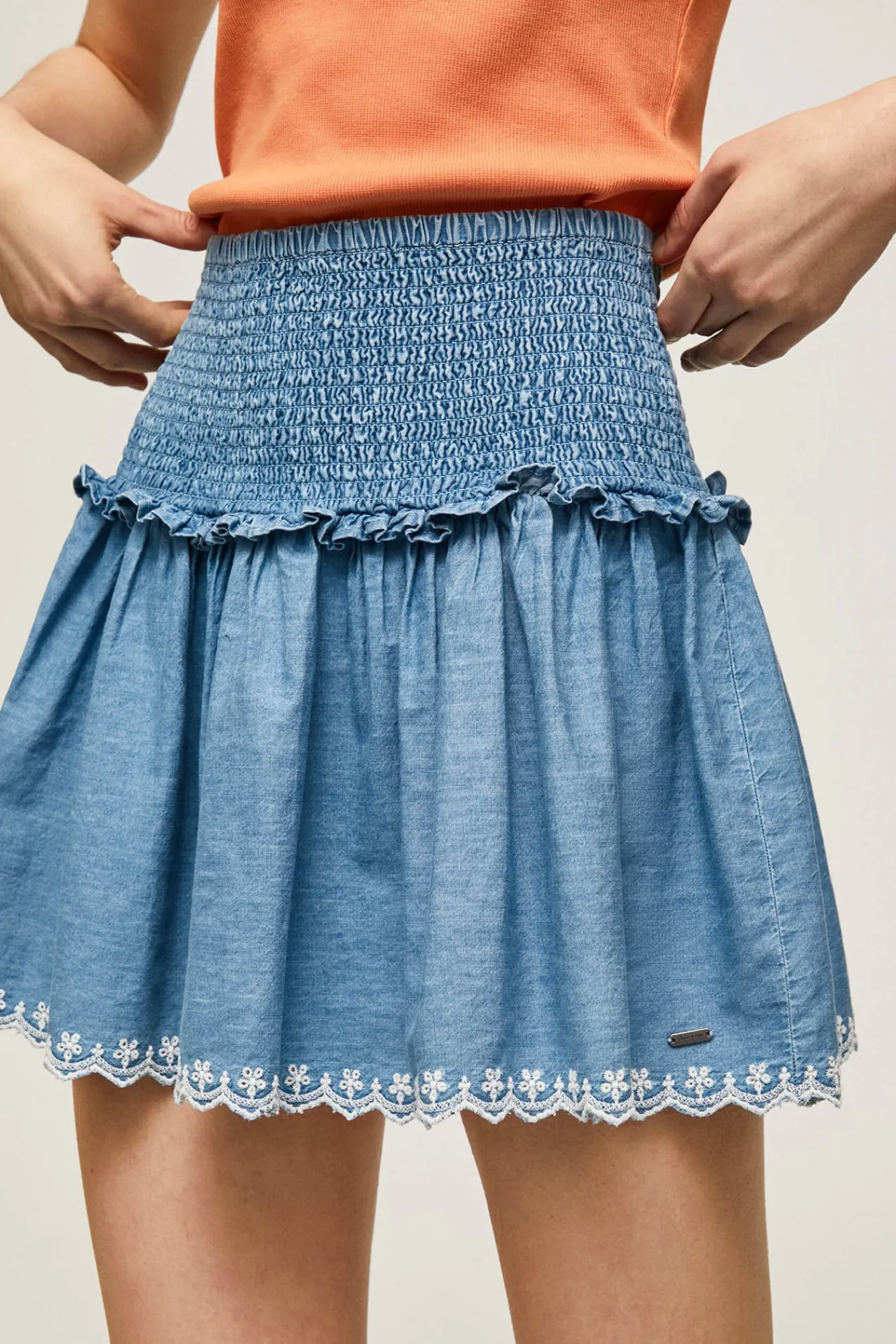 Pepe Jeans Falda Volantes Tencel Azul Oscuro Outlet