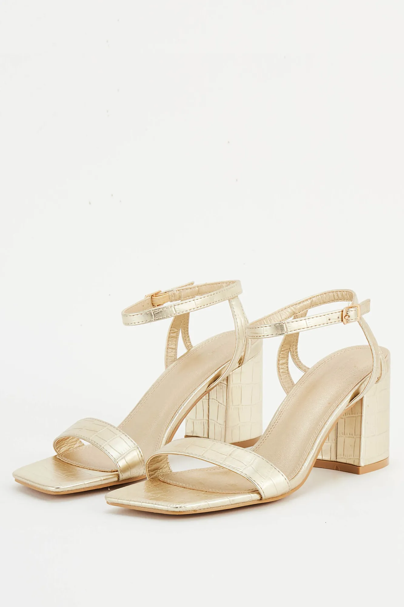 Pimkie Faux Crocodile Strappy Sandals Dorado