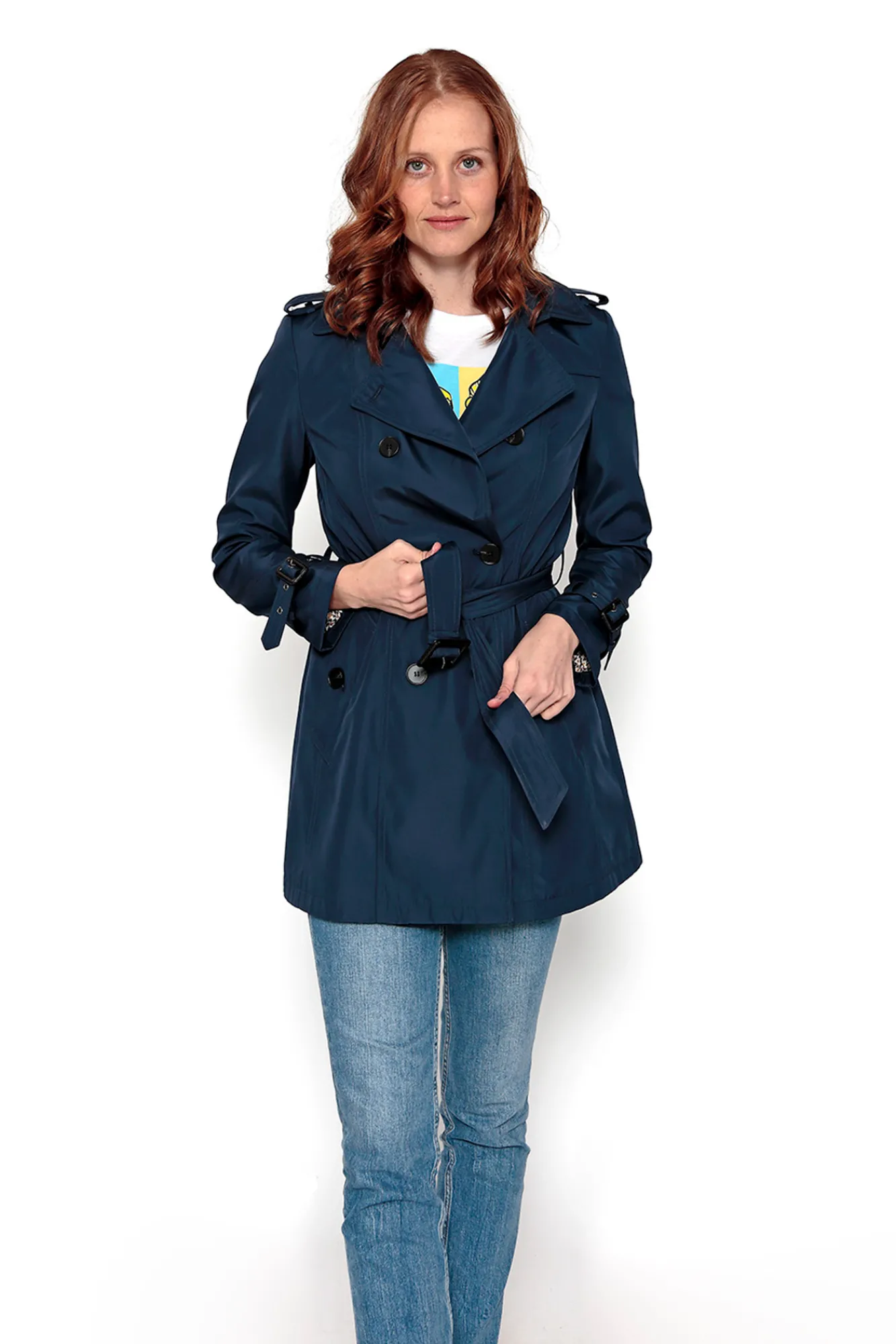 Brave Soul Gabardina Abotonada Con Cinturon Navy Hot