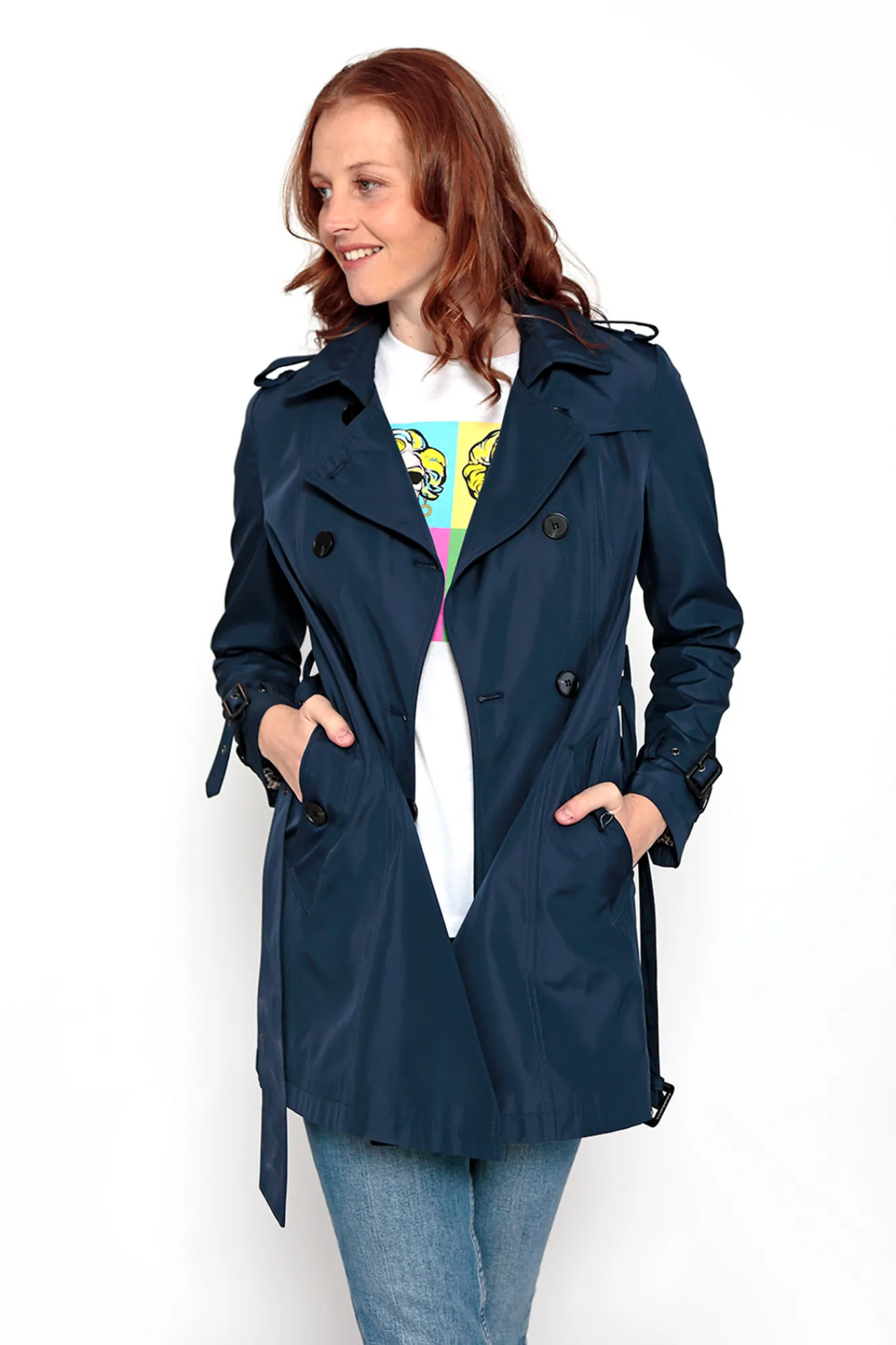 Brave Soul Gabardina Abotonada Con Cinturon Navy Hot