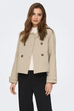 Only Gabardina Corta Algodon Gris Medio Online