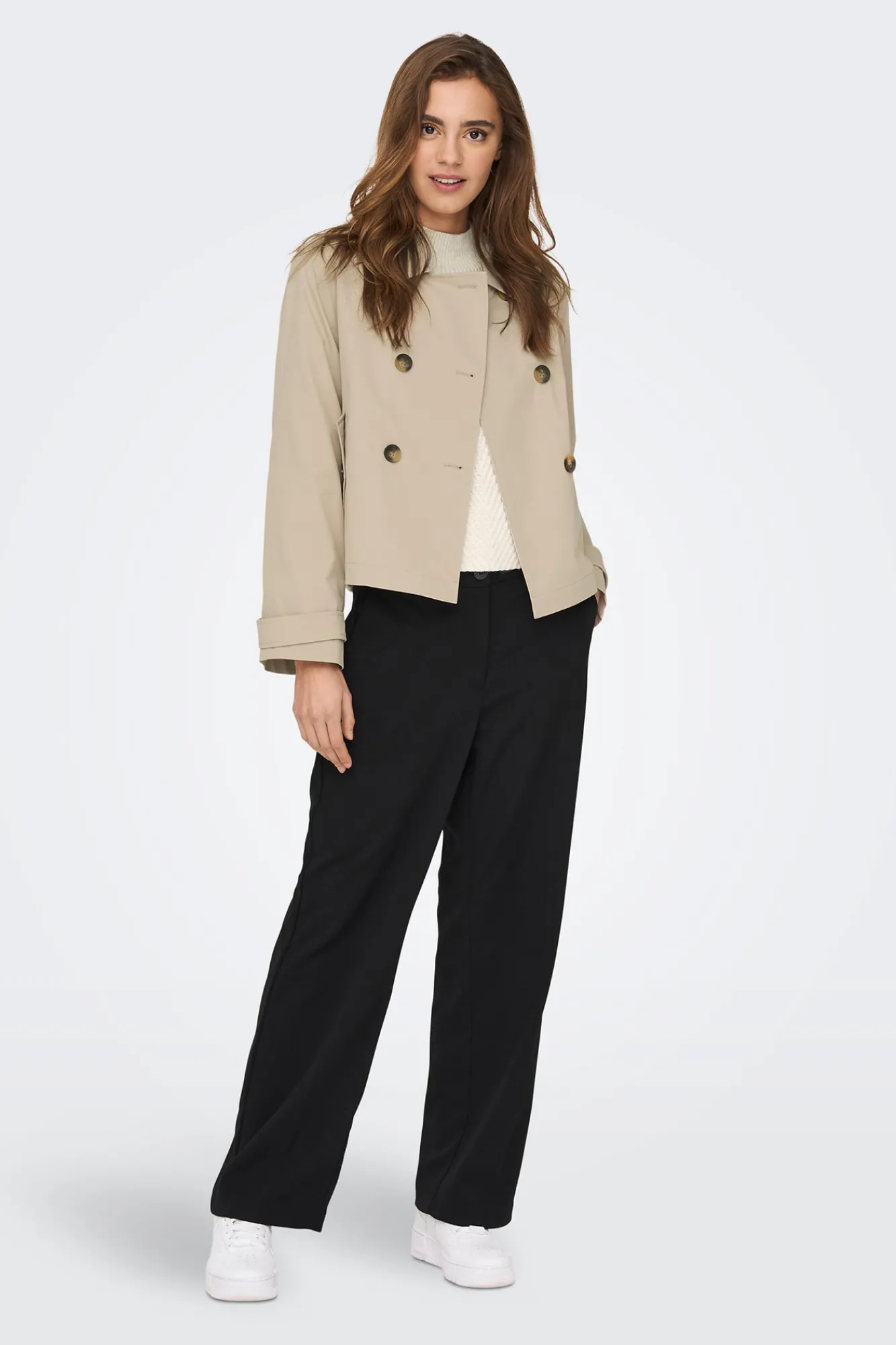 Only Gabardina Corta Algodon Gris Medio Online