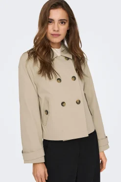 Only Gabardina Corta Algodon Gris Medio Online
