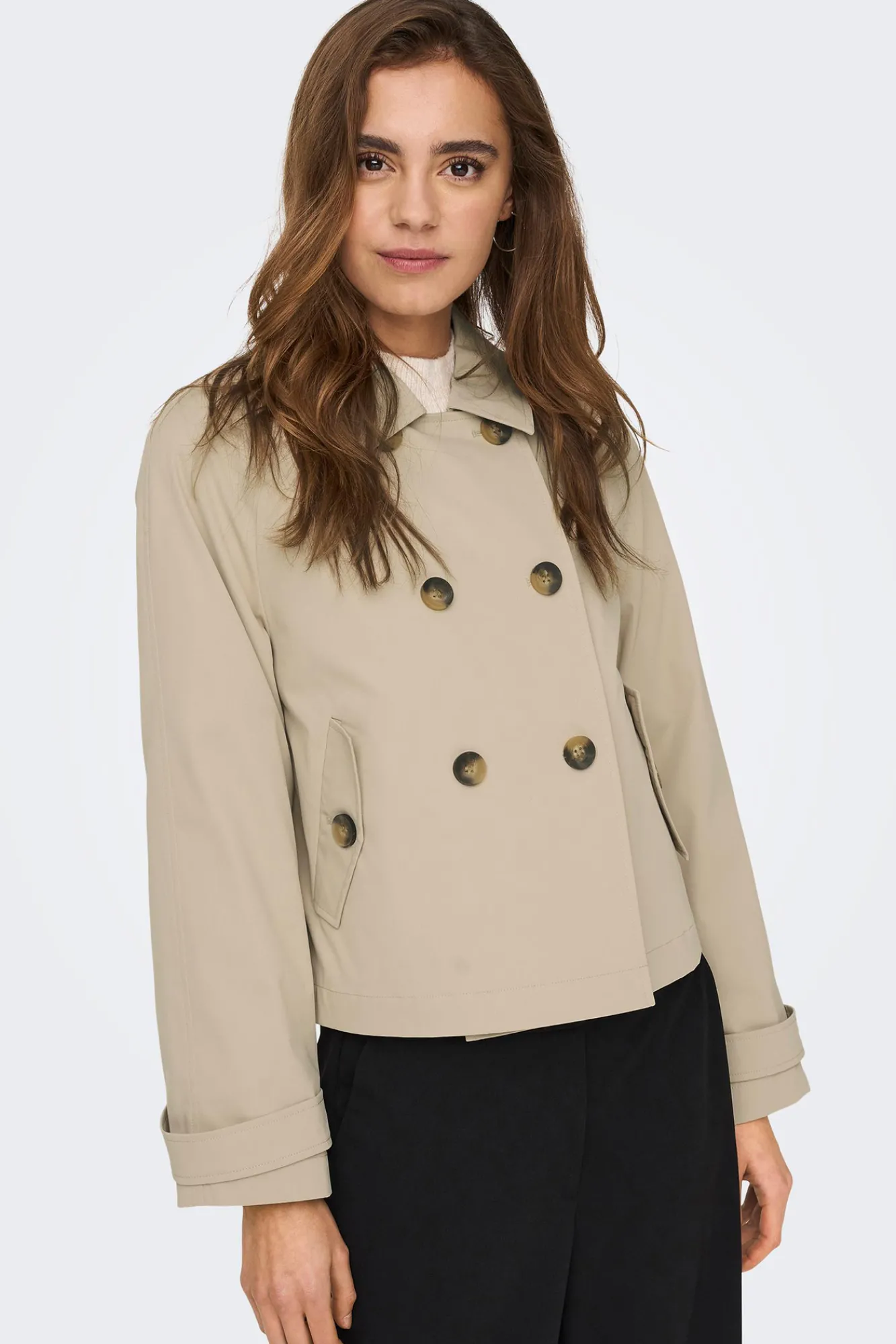 Only Gabardina Corta Algodon Gris Medio Online