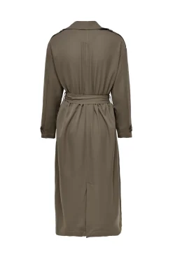 Only Gabardina Larga Fluida Marron Medio Clearance
