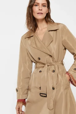 Cortefiel Gabardina Tejido Tecnico Repelente Al Agua. Beige Hot