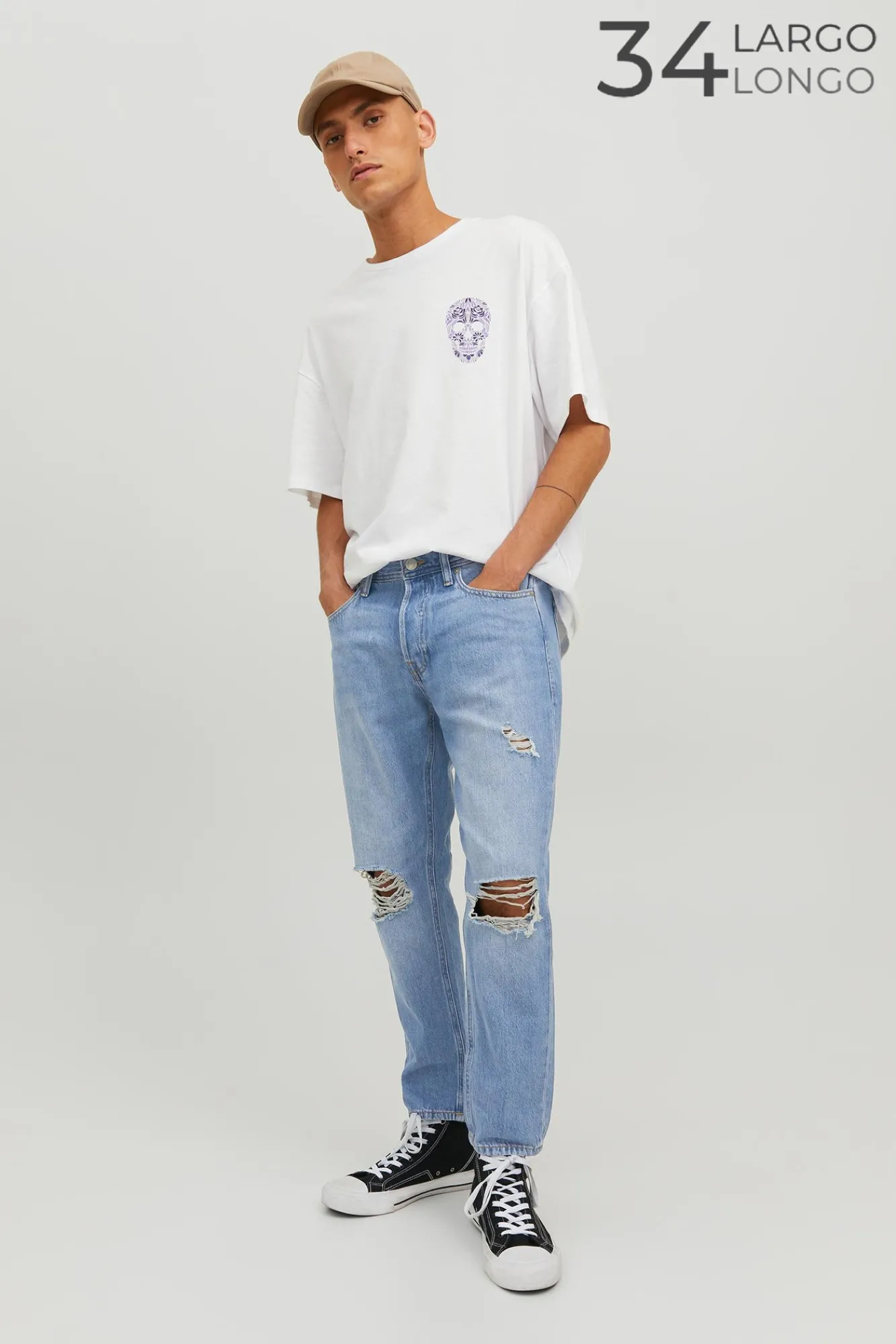 Jack & Jones Jeans Frank Azul Cropped Azul Medio Clearance