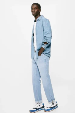 * Jeans Regular Lavado Claro Azul Indigo Hot