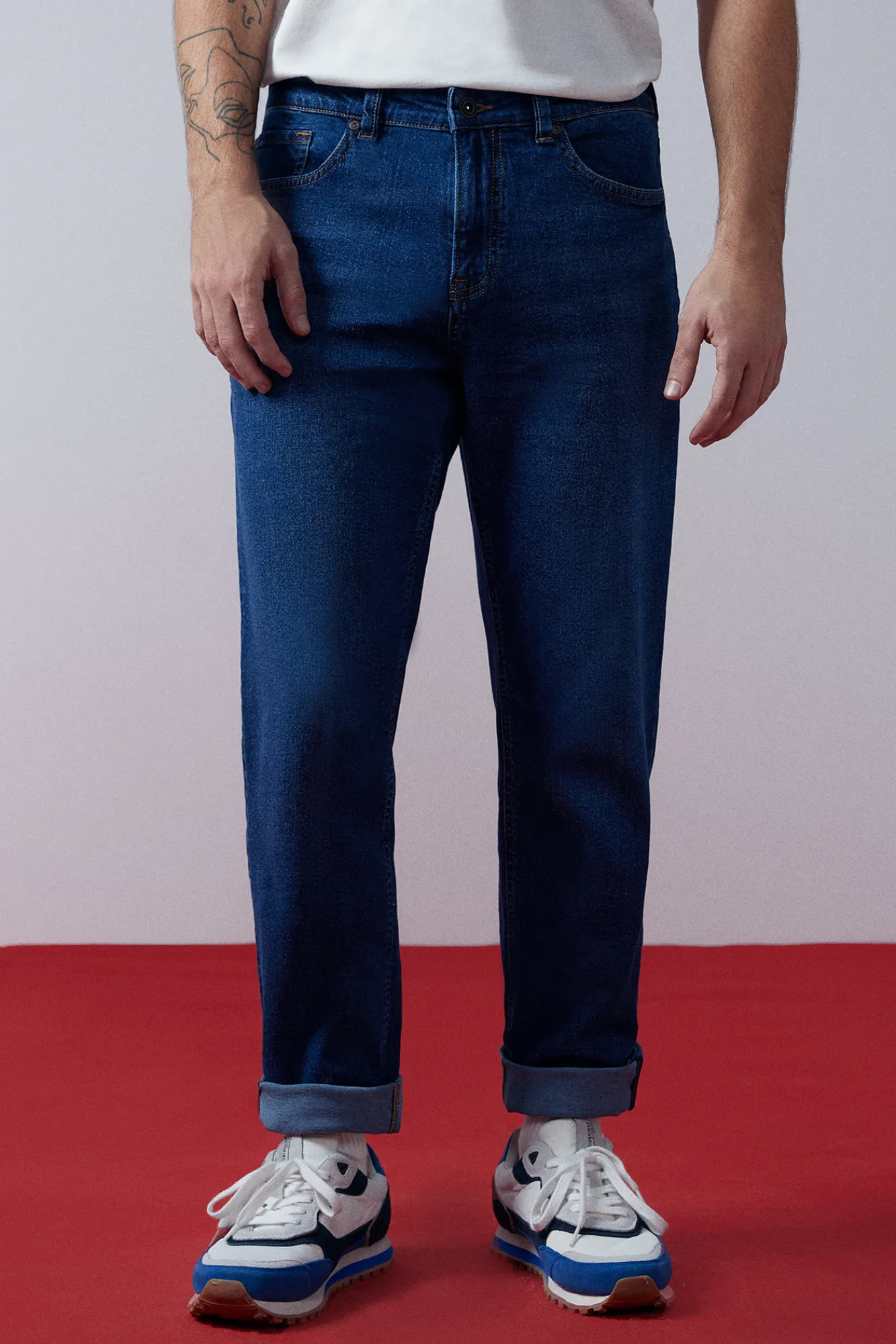 * Jeans Regular Lavado Medio Oscuro Turquesa New