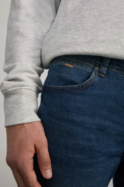 * Jeans Skinny Lavado Medio Oscuro Ensuciado Turquesa