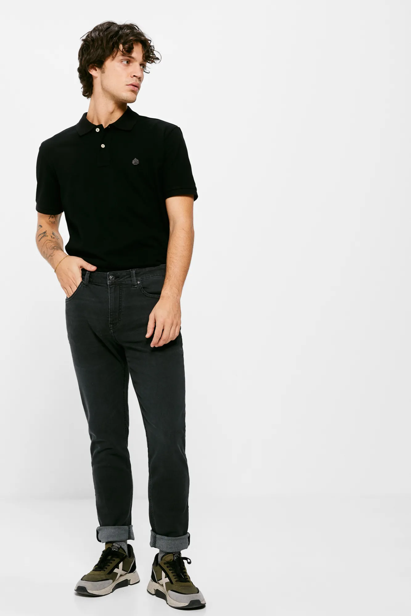 * Jeans Skinny Negro Lavado Gris Oscuro Online