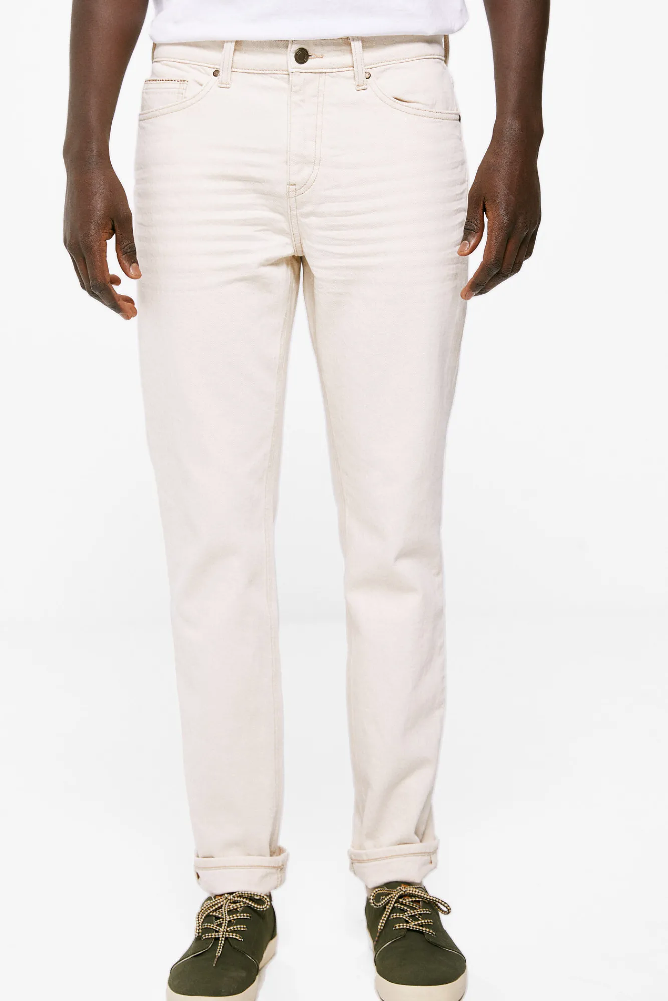 * Jeans Slim Crudo Lavado Estampado Fondo Blanco Outlet
