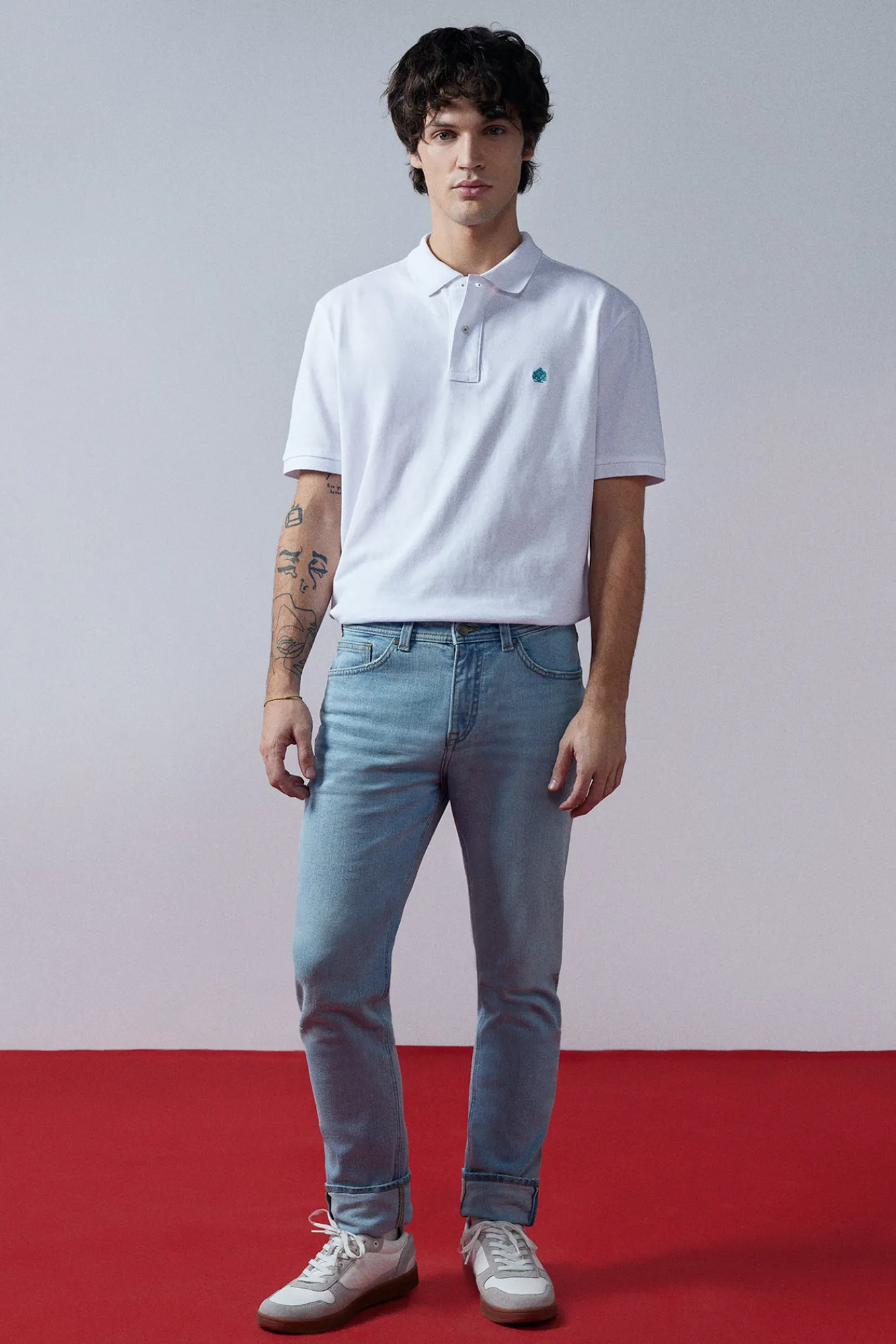 * Jeans Slim Lavado Claro Turquesa Outlet
