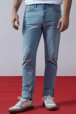 * Jeans Slim Lavado Claro Turquesa Outlet