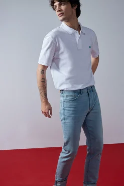 * Jeans Slim Lavado Claro Turquesa Outlet