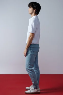 * Jeans Slim Lavado Claro Turquesa Outlet