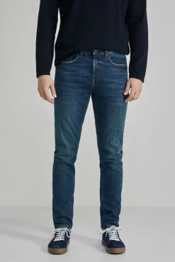 * Jeans Slim Lavado Medio Oscuro Turquesa Outlet