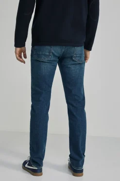* Jeans Slim Lavado Medio Oscuro Turquesa Outlet