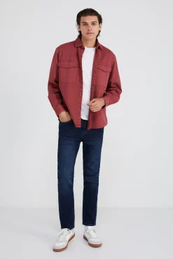 * Jeans Slim Lavado Oscuro Azul Oscuro Online
