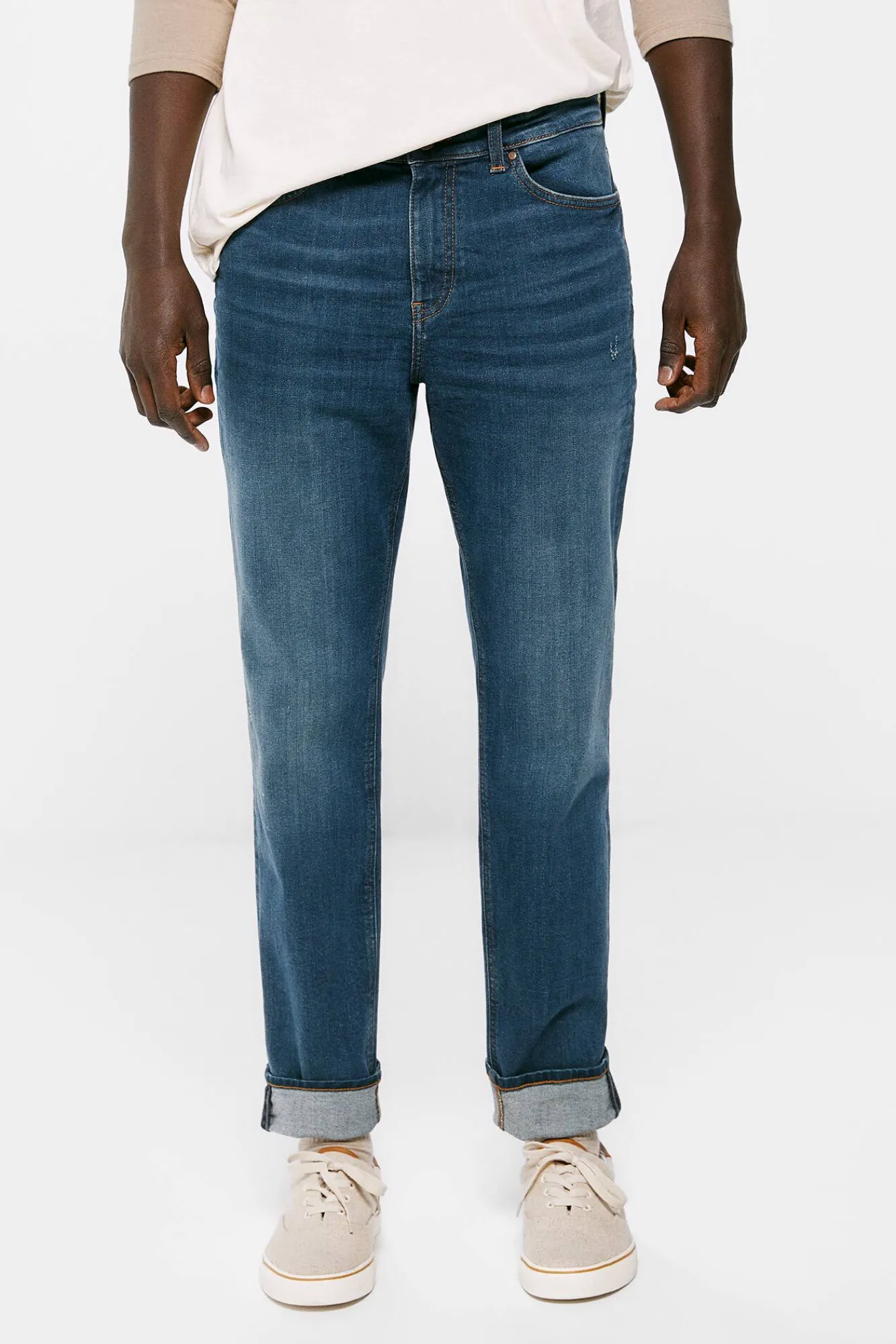 * Jeans Slim Ligero Lavado Medio Oscuro Turquesa Sale