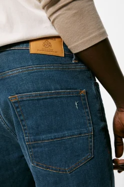 * Jeans Slim Ligero Lavado Medio Oscuro Turquesa Sale