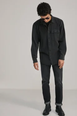 * Jeans Slim Ligero Negro Lavado Gris Oscuro Online
