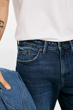 * Jeans Slim Straight Lavado Medio Oscuro Turquesa Sale