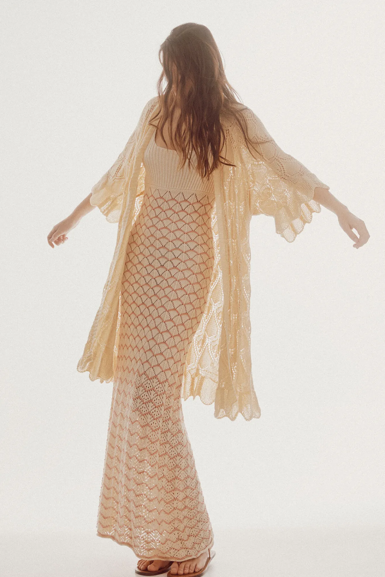 Slowlove Kimono Punto Calado Marron Online