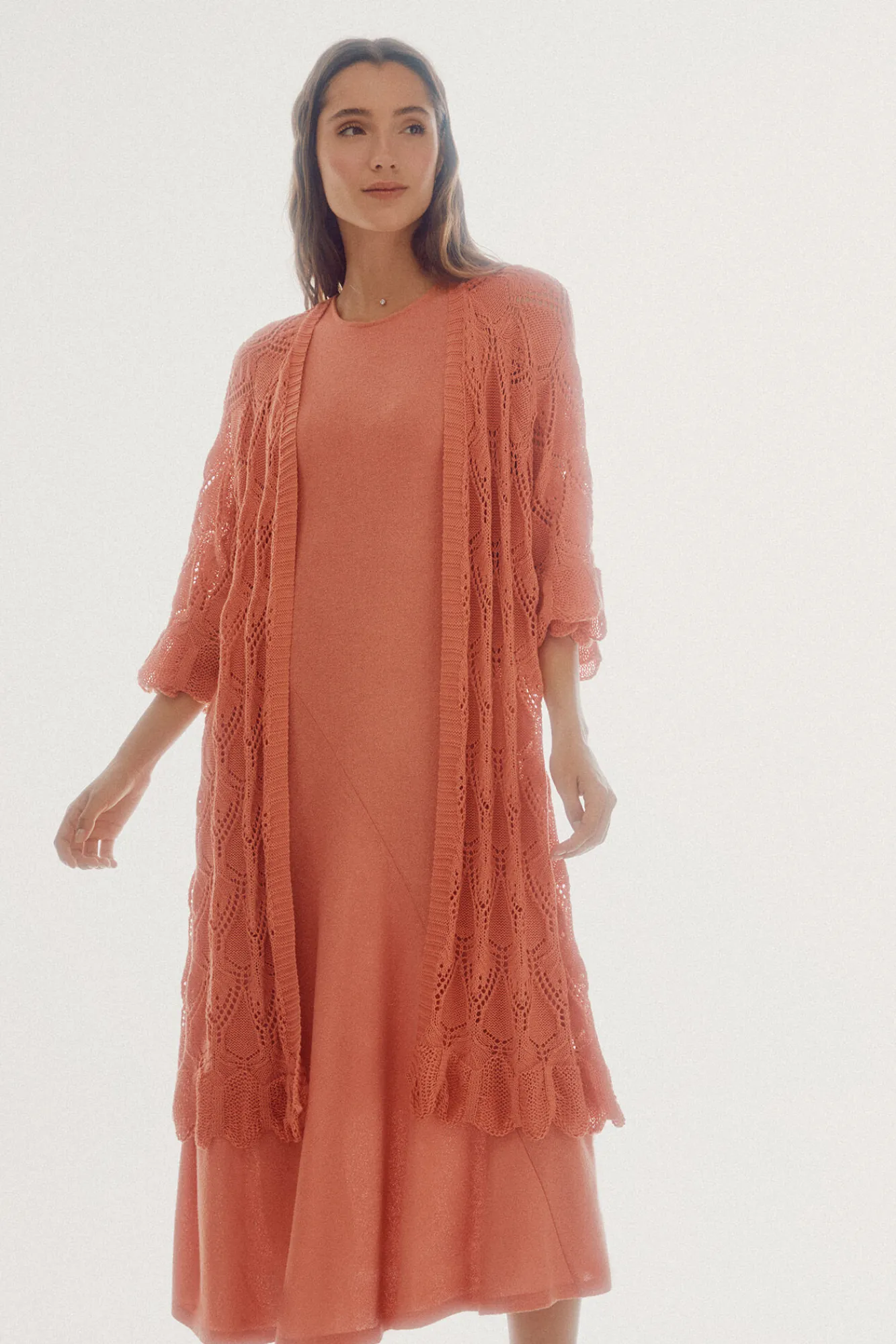 Slowlove Kimono Punto Calado Naranja New