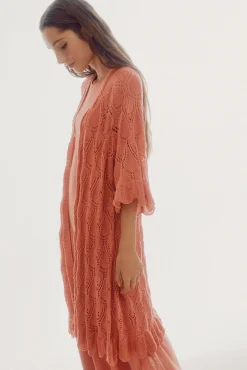Slowlove Kimono Punto Calado Naranja New