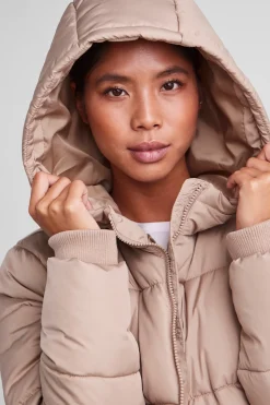 Pieces Long Padded Coat Marron