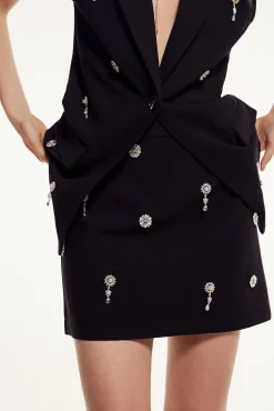 Slowlove Mini Falda Con Decoraciones. Negro Outlet