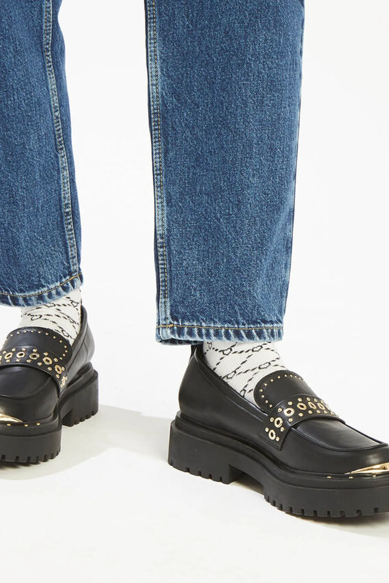 Pimkie Mocasines Polipiel Con Tachuelas Negro Hot