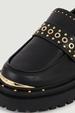 Pimkie Mocasines Polipiel Con Tachuelas Negro Hot