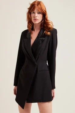 Pimkie Mono Corto Blazer Con Cuello Saten Negro Online