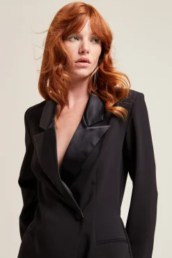 Pimkie Mono Corto Blazer Con Cuello Saten Negro Online