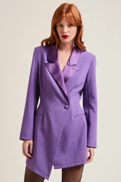 Pimkie Mono Corto Blazer Con Cuello Saten Morado Sale