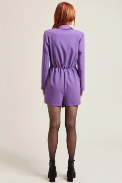 Pimkie Mono Corto Blazer Con Cuello Saten Morado Sale