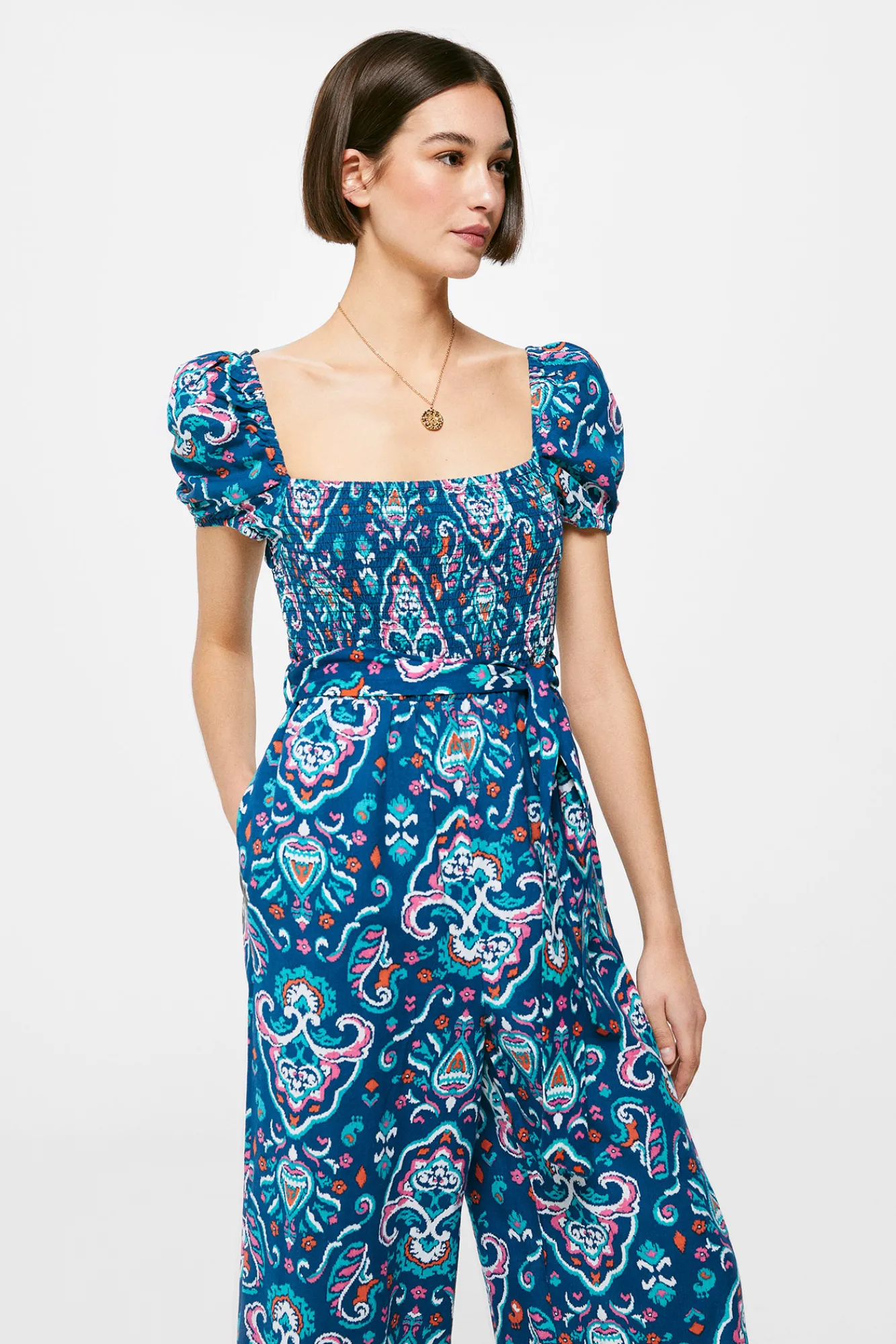 * Mono Estampado Lino Algodon Navy Outlet